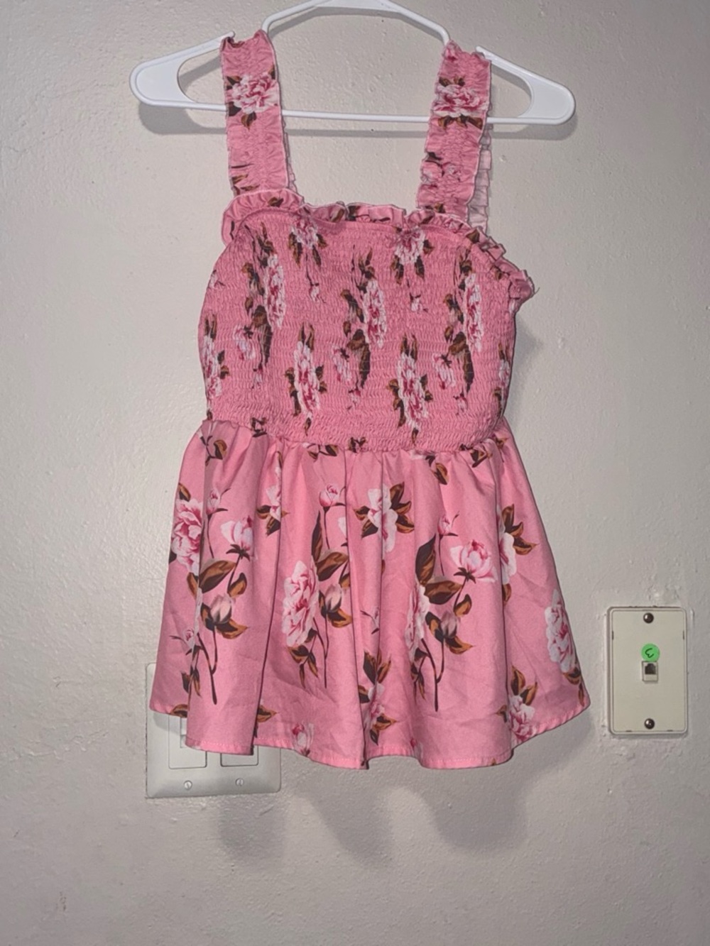 SHEIN Pink Floral Smocked Cami Dress with Ruffle Straps